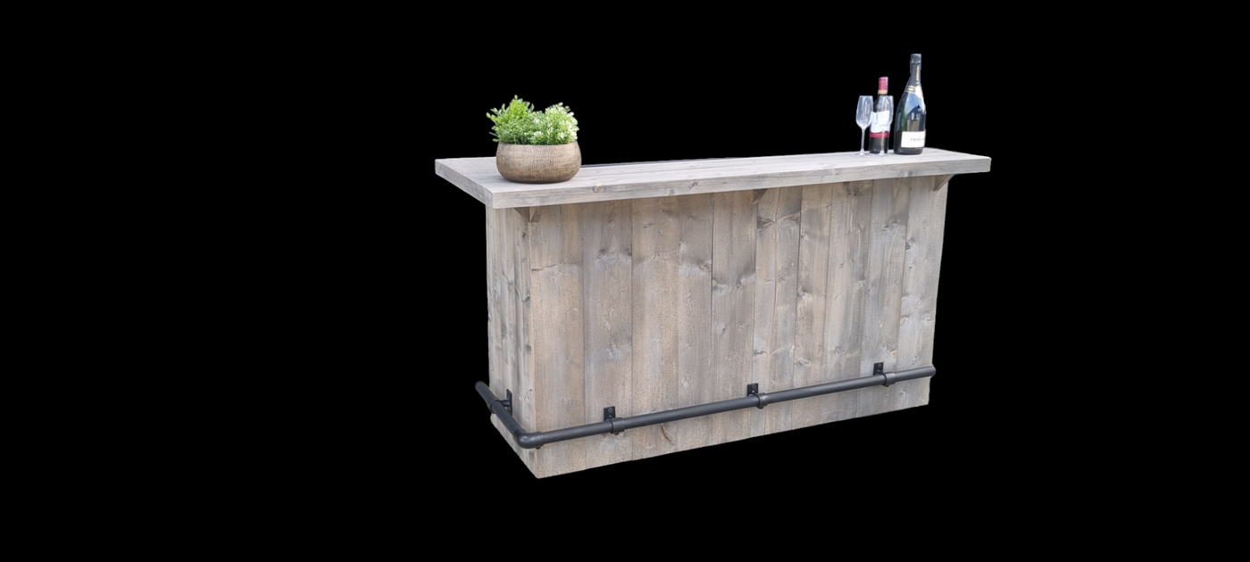 Bar Recht 200 cm Black Wash Licht