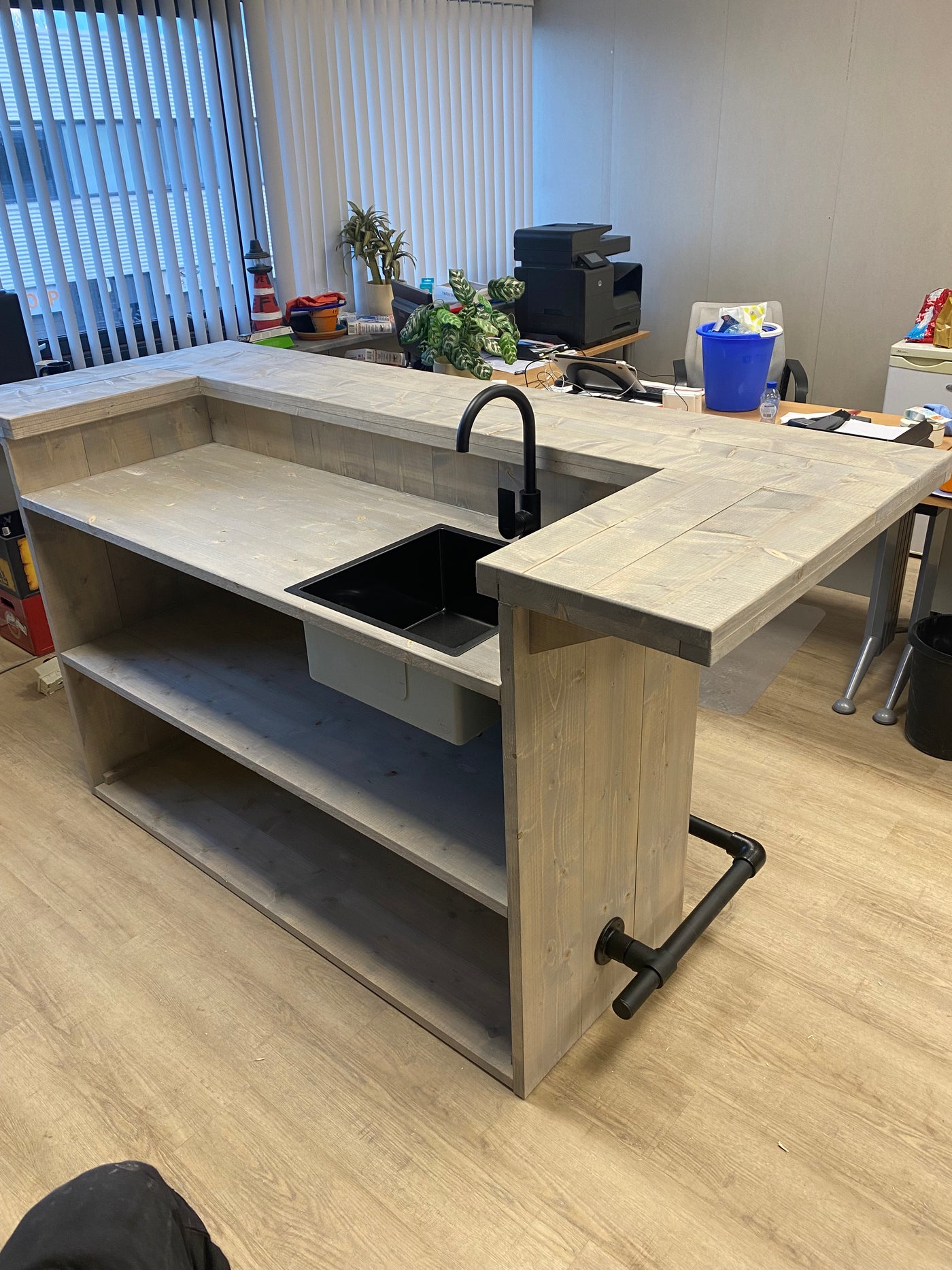 Bar Recht 220 cm Cement Donker