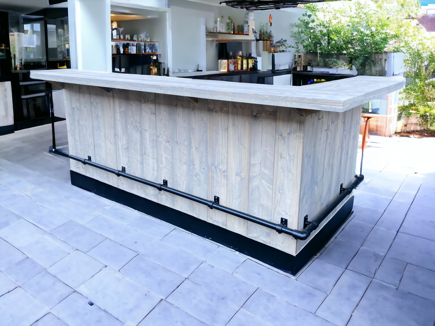 Bar L-vorm 310 x 170 cm Cement Donker